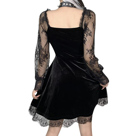 Mini robe gothique noire Grunge pour femme