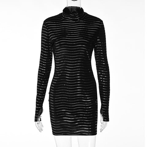 Black sequined mini dress for women - Stylor