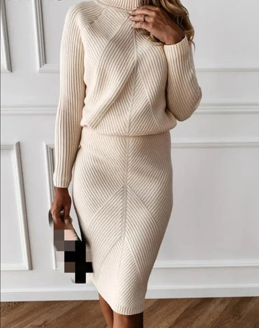 Turtleneck sweater and slim skirt for women