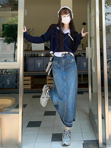 Lange Jeansröcke für Damen Skido