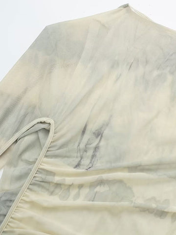 Asymmetric Tulle Midi Dress for Women - Omero