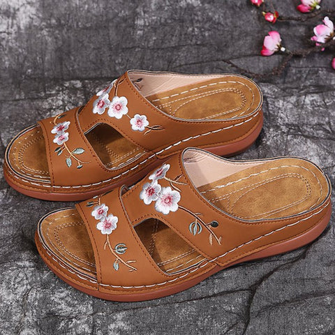 Sandales d'été à fleurs pour femmes - Peep