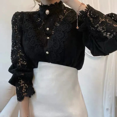 Embroidered lace blouse for women