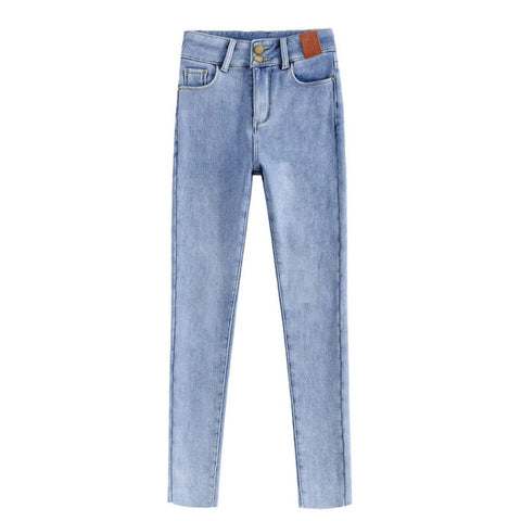 Jeans chauds taille moyenne pour femmes Jike
