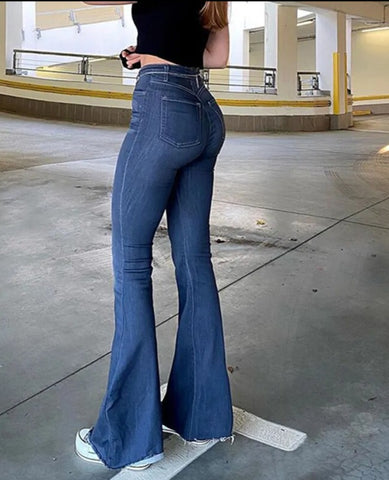 Blaue Jeans mit hoher Taille für Damen von Jeem