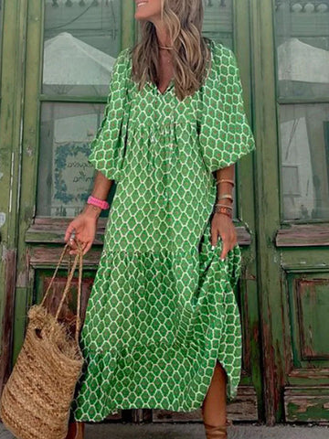 Tully Damen-Vintage-Kleid im Bohemian-Stil mit halben Ärmeln
