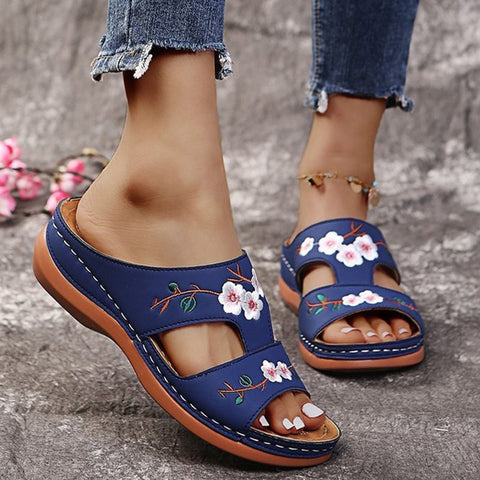 Sandales d'été à fleurs pour femmes - Peep