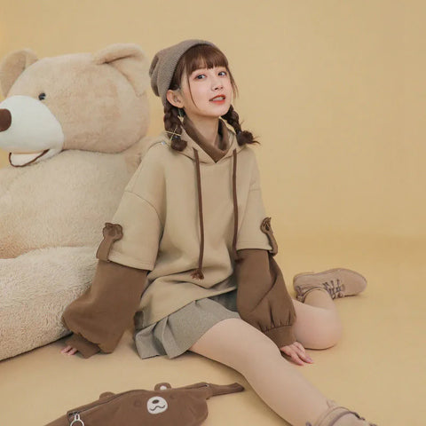 Harajuku Aesthetic Bear Hoodie for Women