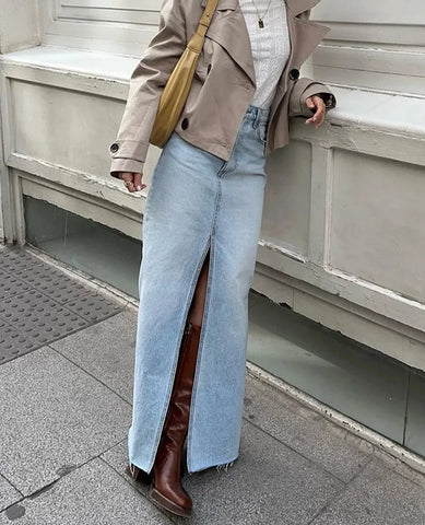 Elegante Jeansröcke mit hoher Taille für Damenpartys