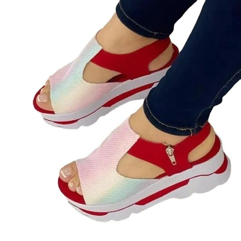 Sandales à plateforme compensée, grande taille, décontractées pour Femmes - Zoomy