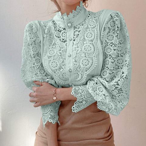 Embroidered lace blouse for women