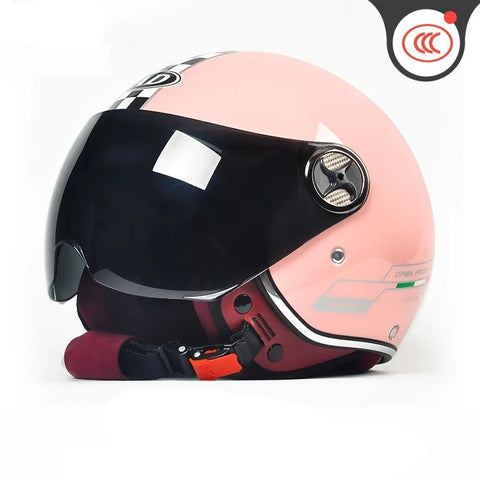 Casque moto femme rétro rose Otro