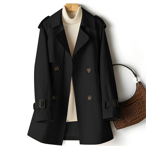 Plain double-breasted trench jacket