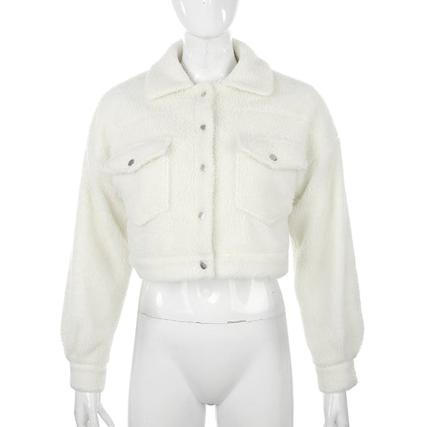 Short Synthetic Lambswool Jacket