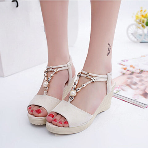 Wedge sandals with rhinestones for Women - Sabitas