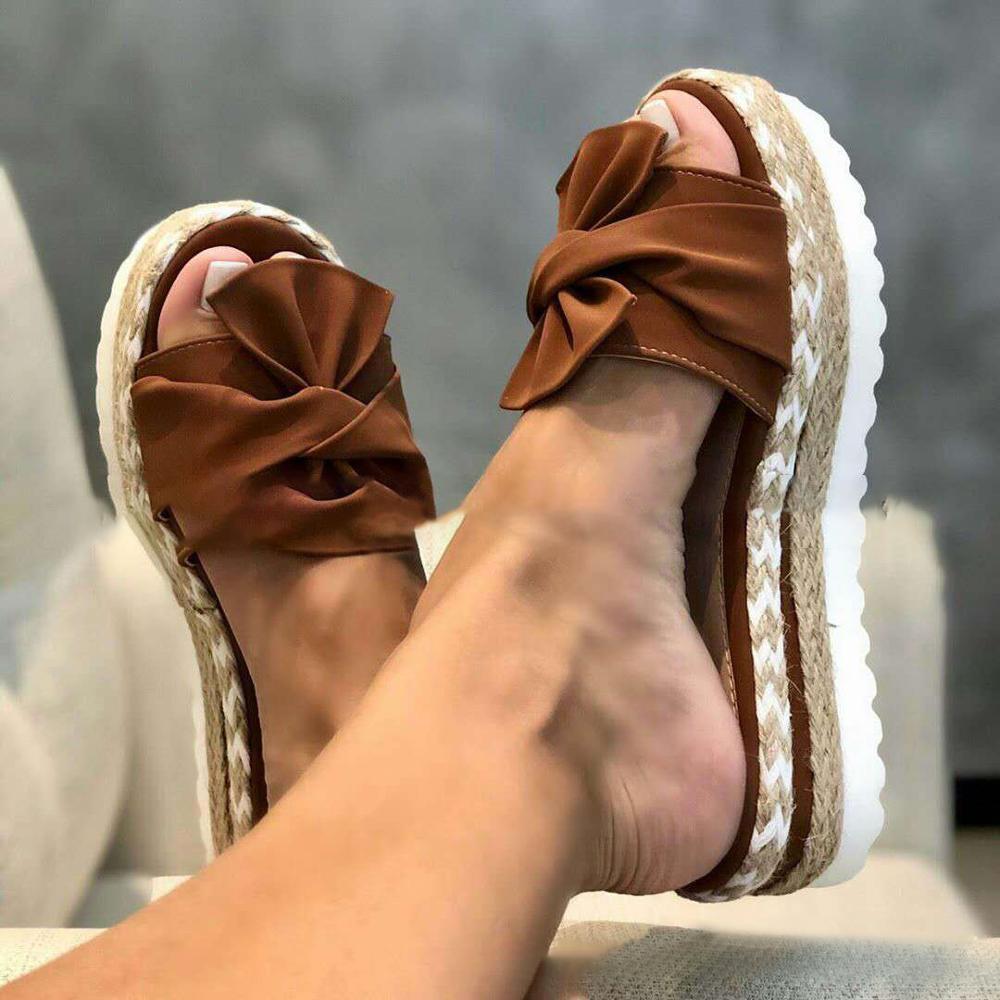 Sandales à plateforme pour femmes - Marron