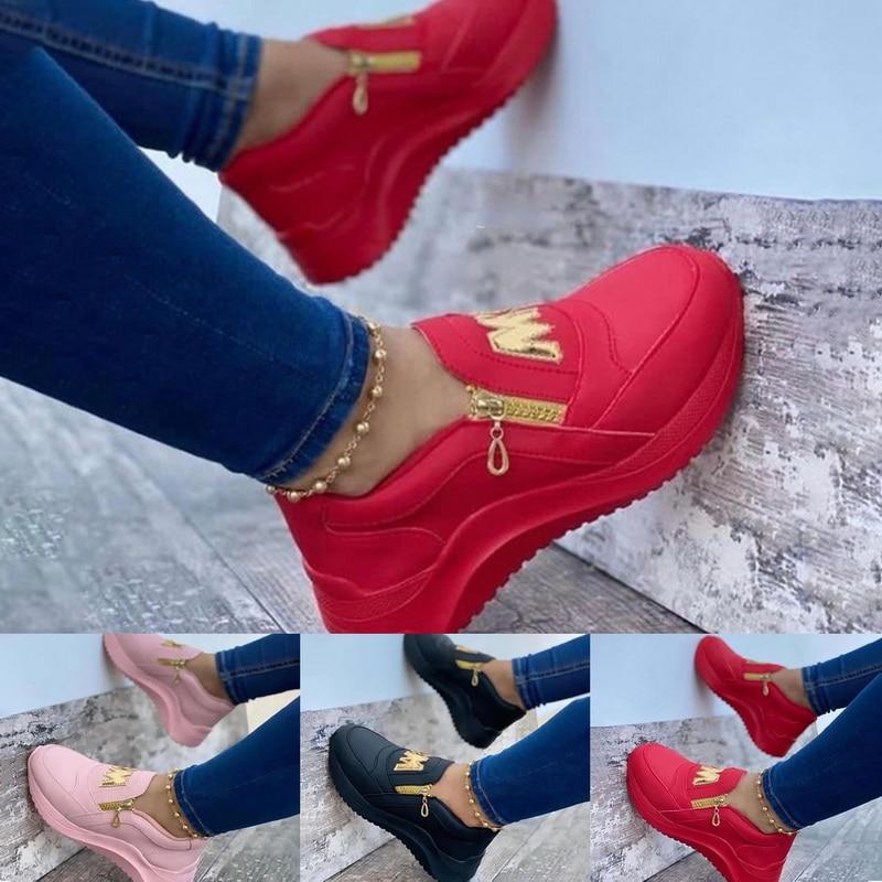 Chaussures à plateforme pour femmes - Rouge