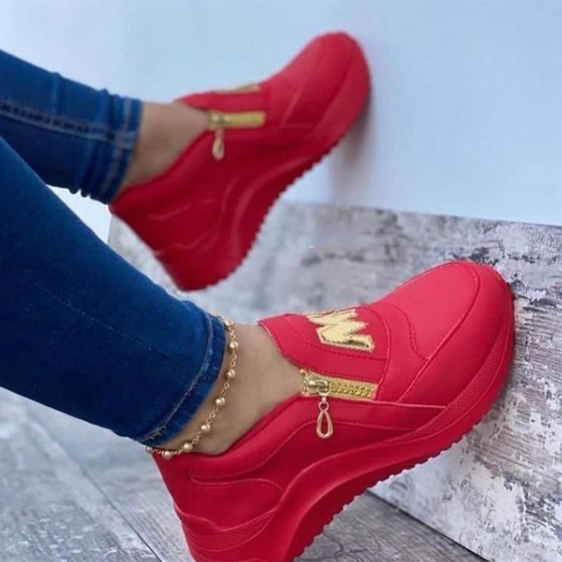 Chaussures à plateforme pour femmes - Rouge