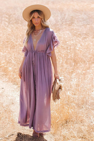 Long Purple Bohemian Dress - Oriana