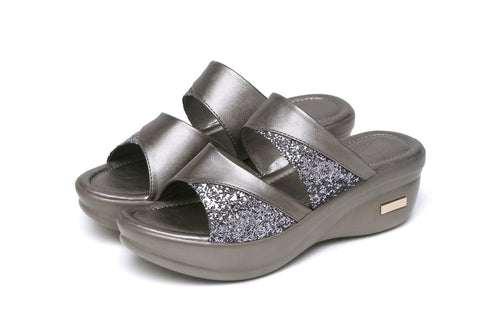 Comfy Glitter Wedge Platform Summer Sandals