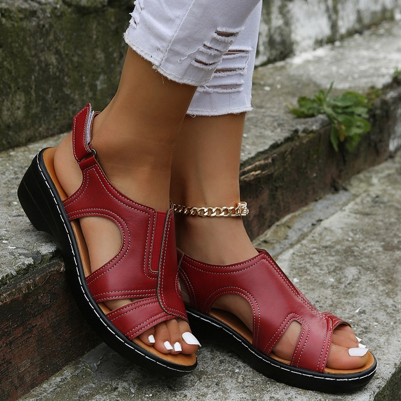 Sandales orthopédiques en cuir coordonnantes pour femmes - Swimao