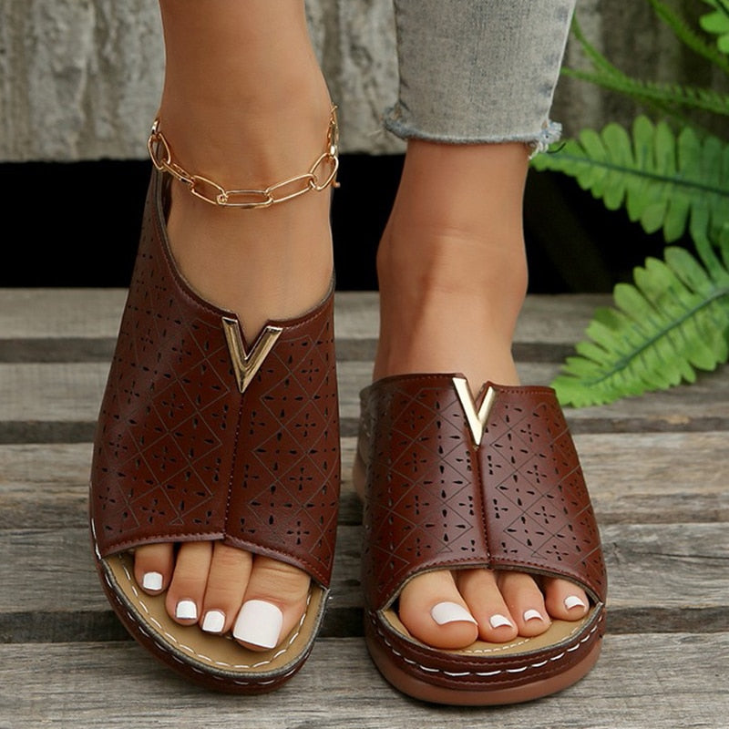Sandales compensées en métal pour Femmes - Panek