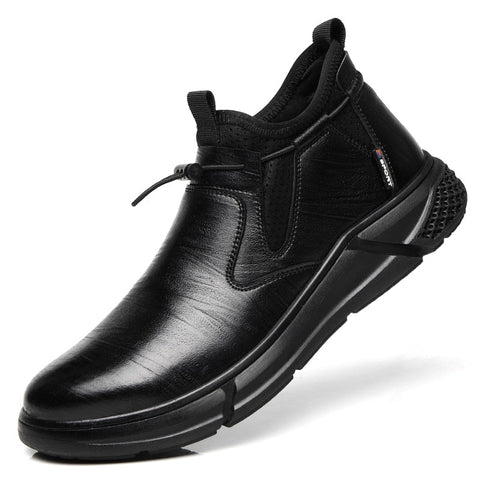 Waterproof safety shoes in black leather for men - GOFF