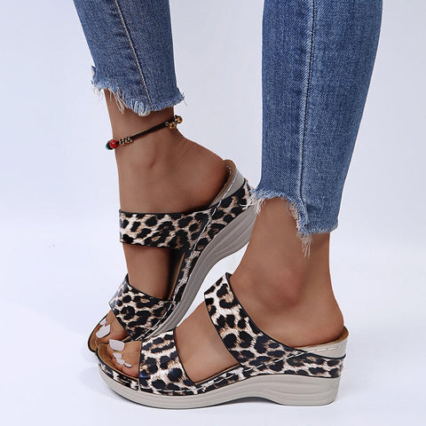 Leoparden-Sandalen mit mittelhohem Absatz für Damen – Fyli