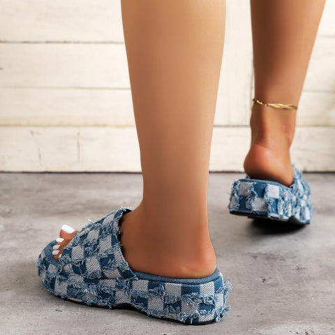 Women's Thick-Soled Denim Sandals - Carryz