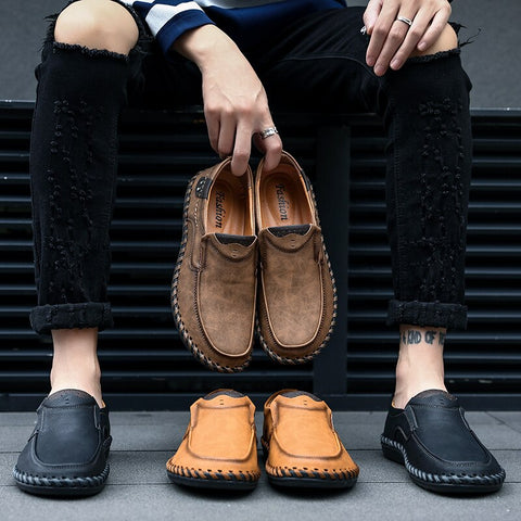 Chaussures décontractées en cuir pour hommes - Zewta