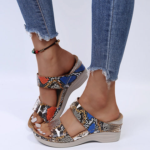 Leopard mid-heel sandals for women - Fyli