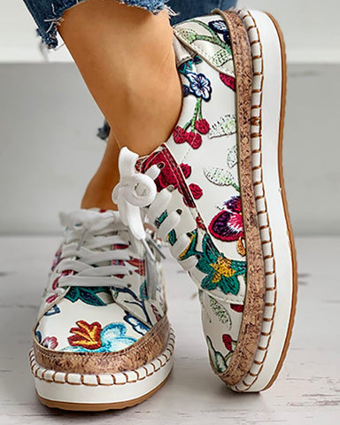 Stylish floral print sneakers