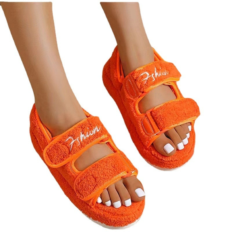 Sandales en peluche pour femmes - Bel