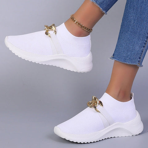 Women's White Slip-On Casual Orthopedic Shoes - Lucya