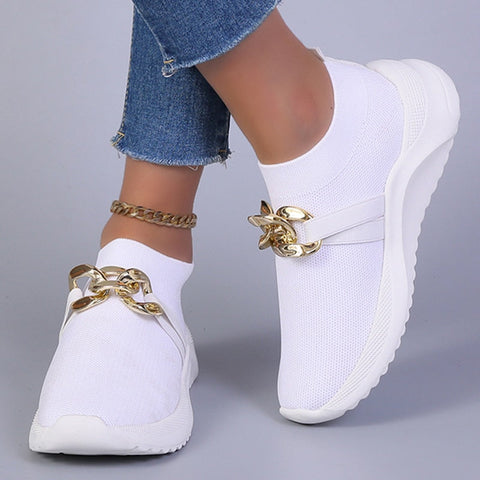 Women's White Slip-On Casual Orthopedic Shoes - Lucya