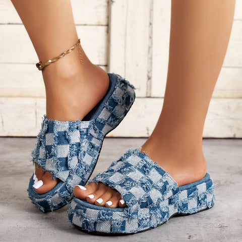Women's Thick-Soled Denim Sandals - Carryz