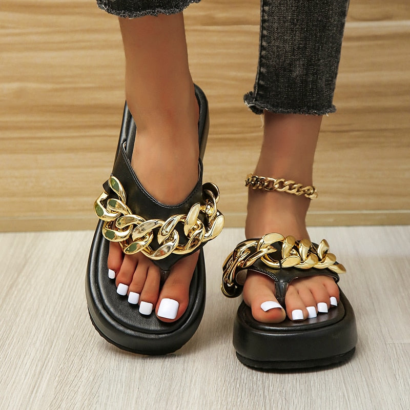 Sandales décontractées dorées pour femmes - Damol