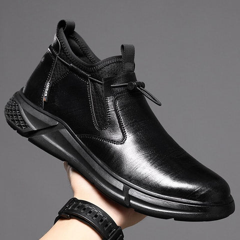 Waterproof safety shoes in black leather for men - GOFF