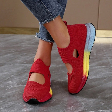 Orthopädische Mesh-Sneaker mit Regenbogensohle für Damen