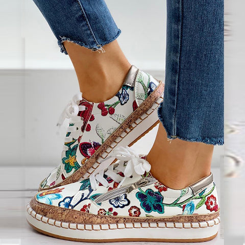 Stylish floral print sneakers
