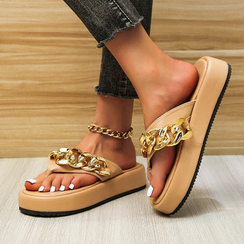 Sandales décontractées dorées pour femmes - Damol