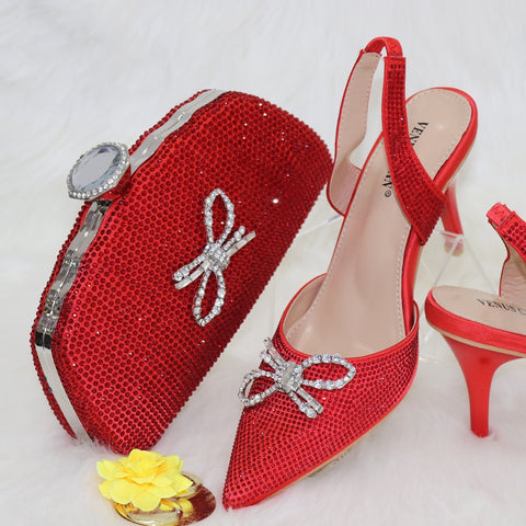 Damen-Set aus Schuhen und Taschen mit Pailletten