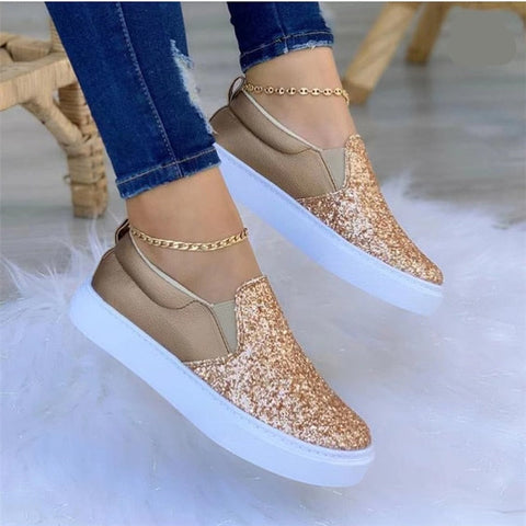 Flat, sparkling shoes with rhinestones for women - palmu