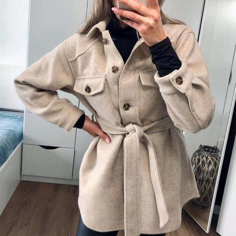 Chic Long Jacket With Belt